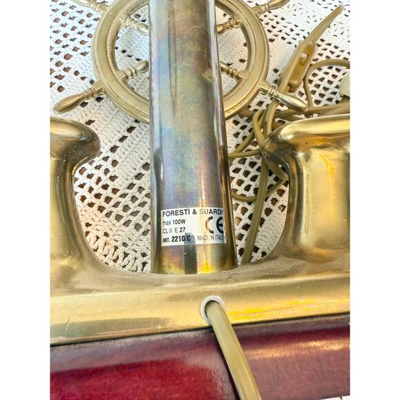 Italian Foresti and Suardi Captain's Boat Anchor Lamp - Solid Brass & Teak Wood - Picture 6 of 7